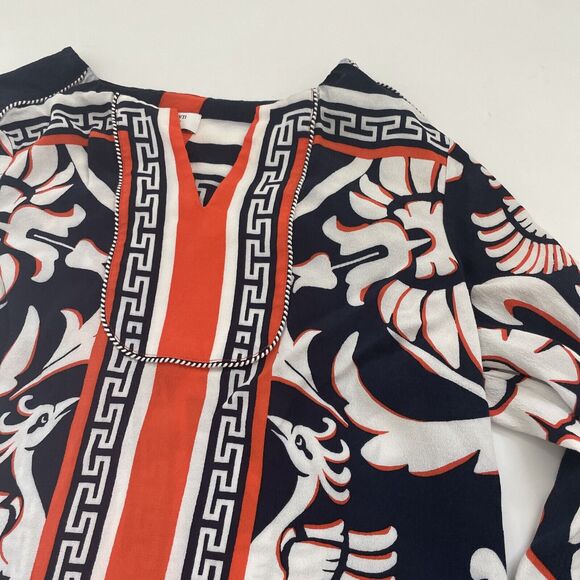 Crown and Ivy Women Tunic Dress 3/4 Sleeve Piping UNIQUE Bird Print REGAL Size 6 - Picture 2 of 10